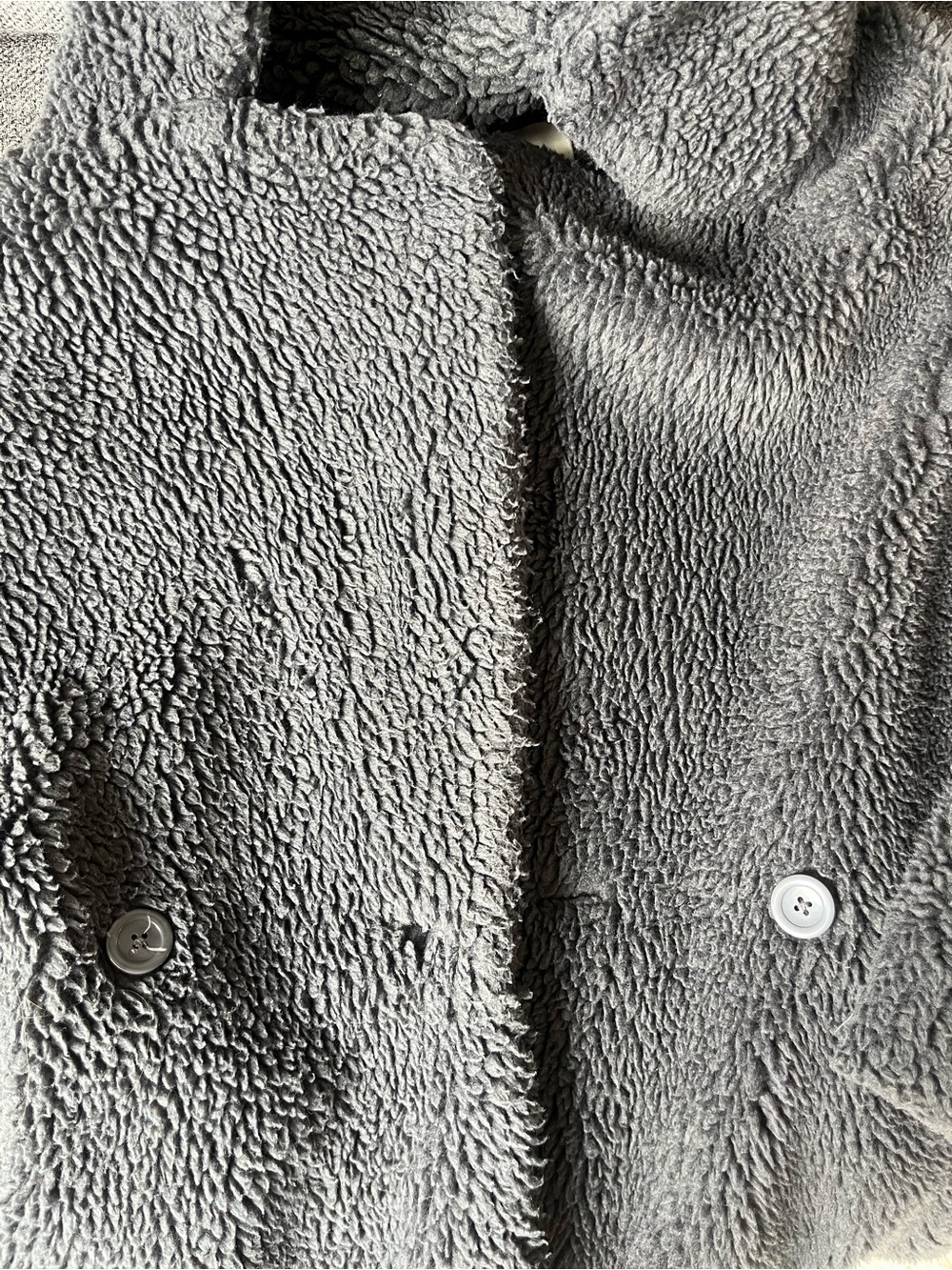 Abercrombie & Fitch Oversized Long-Length Sherpa Teddy Coat, Dark Grey - M - Picture 2 of 3